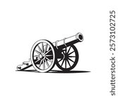 Vintage cannon vector illustration Silhouette for poster, card, banner, t shirt, logo, label