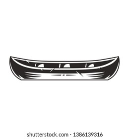 Vintage canoe boat concept in monochrome style isolated vector illustration