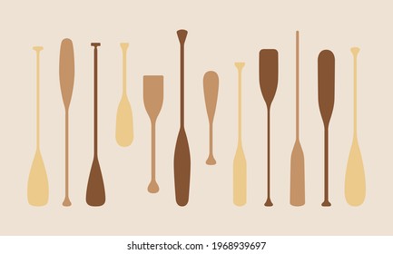 Vintage Canoe Paddle Set. Vector elements for web or print.