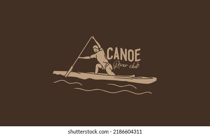 Vintage Canoe River Club Illustration Vector