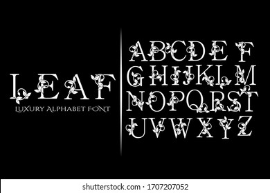 Vintage Capital Alphabet Font. Typography luxury floral leaf style fonts for luxuries business, hotel, boutique logo design. vector illustration