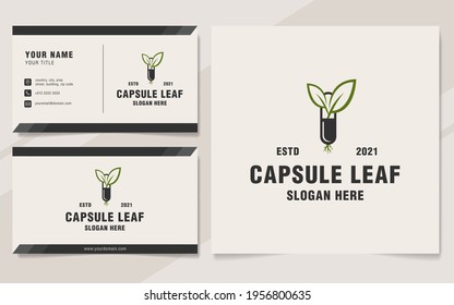 Estilo de monograma de la plantilla del logotipo de la hoja de la cápsula de Vintage