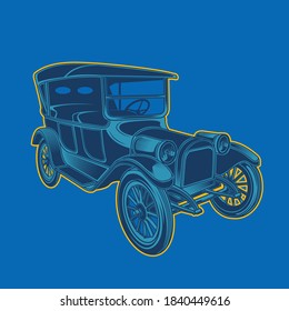 Vintage car 1905 retro illustration 