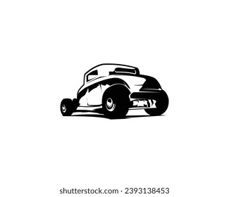 vintage car 1932 silhouette. isolated white background shown from behind. premium vector design. best for logos, badges, emblems, icons, design stickers, t-shirts. available in eps 10