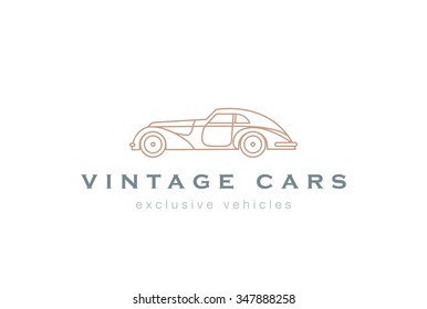 Vintage Car abstract Logo design vector template linear style.
Retro Vehicle Logotype concept outlined icon.