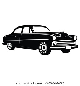 Vintage car with black color isolated on white