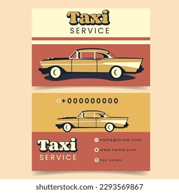 Vintage car business card template. Retro style vector illustration.