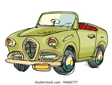 vintage car  - cartoon