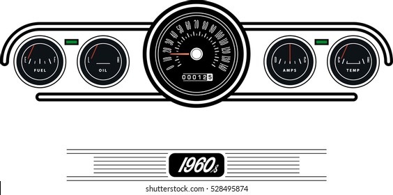 Vintage Car Dashboard - Illustration