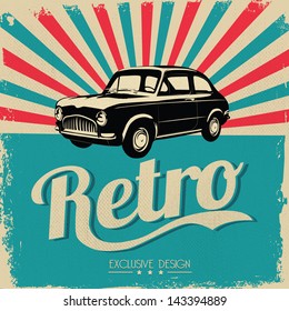 Vintage car design flyer - Grungy style vector design