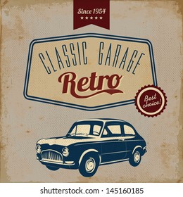 Vintage car design flyer - Grungy style vector design