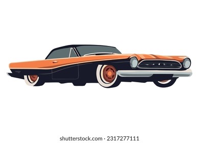 Vintage car driving fast over white