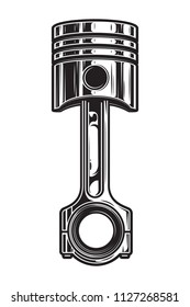 Vintage car engine piston template in monochrome style isolated vector illustration