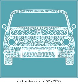 Vintage car in filigree style