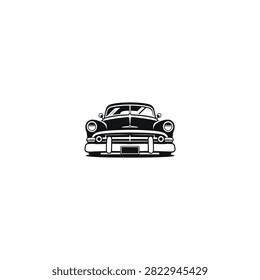 Vintage car front view icon flat vector design