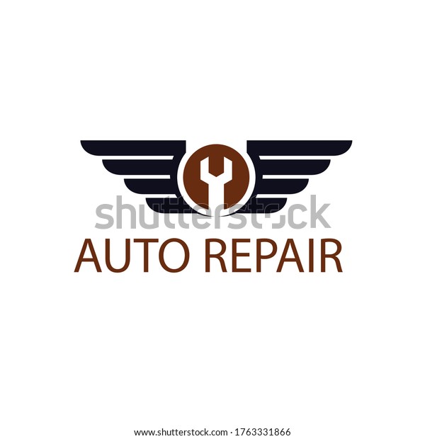 vintage\
car garage with wings logo illustration\
vector