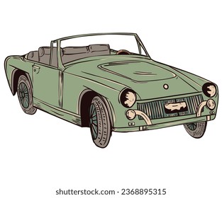 Vintage car graphic design. Transport hand sketch.