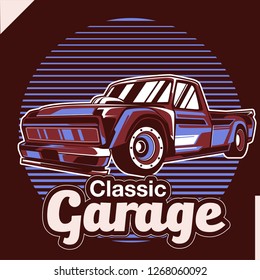 vintage car, hot rod garage, hotrods car,old school car - Vector 