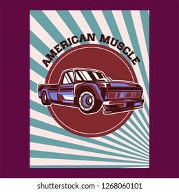 vintage car, hot rod garage, hotrods car,old school car - Vector 