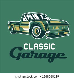 vintage car, hot rod garage, hotrods car,old school car - Vector 