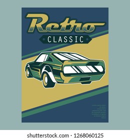 vintage car, hot rod garage, hotrods car,old school car - Vector 