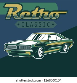 vintage car, hot rod garage, hotrods car,old school car - Vector 