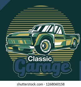 vintage car, hot rod garage, hotrods car,old school car - Vector 