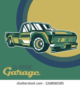vintage car, hot rod garage, hotrods car,old school car - Vector 