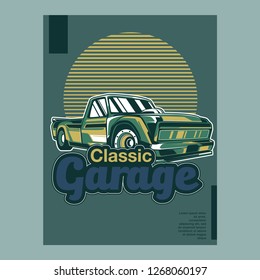 vintage car, hot rod garage, hotrods car,old school car - Vector 