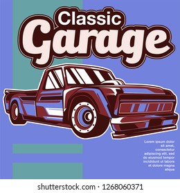 vintage car, hot rod garage, hotrods car,old school car - Vector 