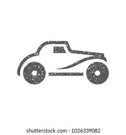 Vintage car icon in grunge texture. Vintage style vector illustration.