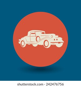 Vintage car icon or sign, vector illustration