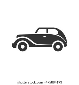 Vintage car icon in single grey color. Retro automotive collector