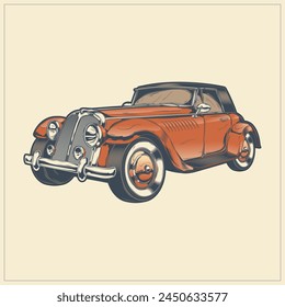 Vintage Car Illustration, Classic Car illustration, Vector File of car illustration, editable, Hand drawn illustration of Car, Classic Design, Vintage logo design, Logo design, Minimal, Retro, Object