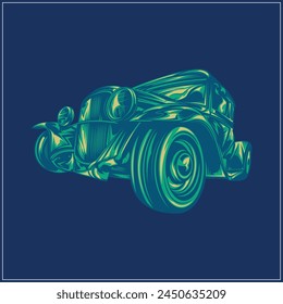 Vintage Car Illustration, Classic Car illustration, Vector File of car illustration, editable, Hand drawn illustration of Car, Classic Design, Vintage logo design, Logo design, Minimal, Background