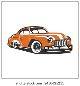 Vintage Car Illustration, Classic Car illustration, Vector File of car illustration, editable, Hand drawn illustration of Car, Classic Design, Vintage logo design, Logo design, Minimal, Background