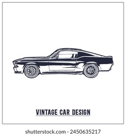 Vintage Car Illustration, Classic Car illustration, Vector File of car illustration, editable, Hand drawn illustration of Car, Classic Design, Vintage logo design, Logo design, Minimal, Background