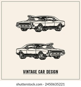 Vintage Car Illustration, Classic Car illustration, Vector File of car illustration, editable, Hand drawn illustration of Car, Classic Design, Vintage logo design, Logo design, Minimal, Background