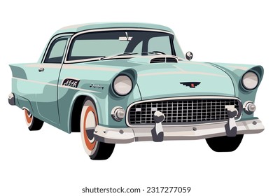 Vintage car illustration over white