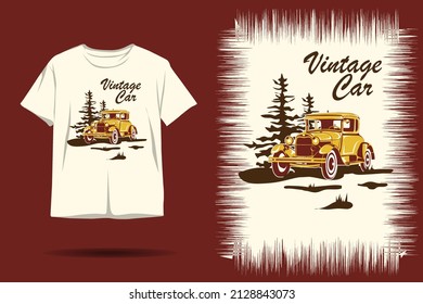Vintage car illustration t shirt design