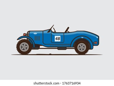 Vintage car illustration. Vector flat
