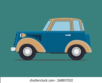 Vintage  car. Isolated on green