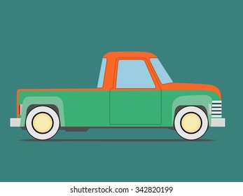 Vintage car. Isolated on green background, Vector illustration