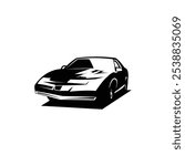 vintage car Kitt knight rider. isolated view from front. Best for badges, emblems, icons, sticker designs.