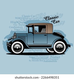 vintage Car Legend, king of the street, vector illustration