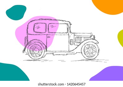 Vintage car line drawing wallpaper