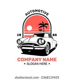 Vintage Car Logo Design Template For A Company Or Business. This Monogram Or Symbol Design Is Simple Minimalist And Elegant. LOGO illustration Icon - Vector Format EPS 10