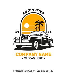 Vintage Car Logo Design Template For A Company Or Business. This Monogram Or Symbol Design Is Simple Minimalist And Elegant. LOGO illustration Icon - Vector Format EPS 10