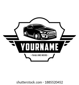 Vintage car logo template design vector template element vintage style for label or badge retro illustration. Luxury car silhouette.