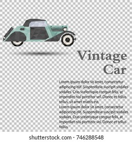 Vintage car in low poly design for web